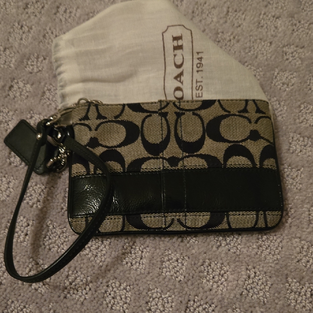 Coach Black and Gray Signature Wristlet